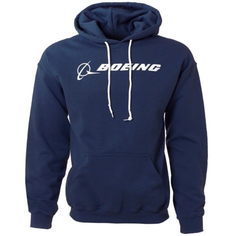 The Boeing Store Men's Navy Boeing Signature Logo Hooded Sweatshirt NWT Size‎ M